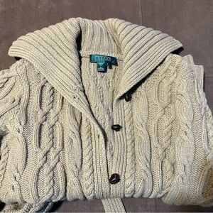 Lauren Ralph Lauren Women's Cream Cable Knit Cardigan